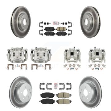 Front Rear Brake Caliper Coat Rotor & Ameribrakes Pad Kit (10Pc) For 10-12 INFINITI EX35 KCG-102734N