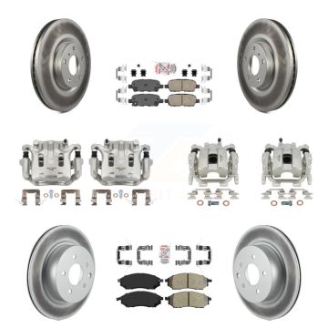 Front Rear Brake Caliper Coat Rotor & Ameribrakes Pad Kit (10Pc) For 08-09 INFINITI EX35 KCG-102743N