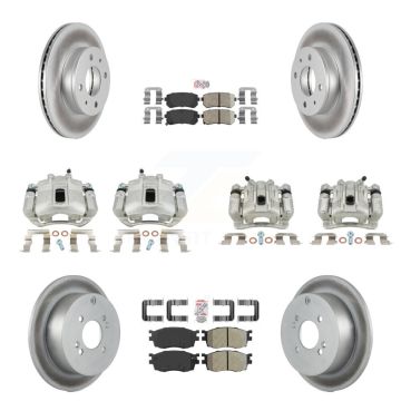 Front Rear Disc Brake Caliper Coat Rotor & Ameribrakes Pad Kit (10Pc) For Hyundai Accent KCG-102756N