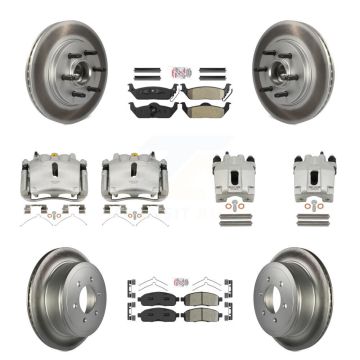 Front Rear Brake Caliper Coat Rotors Semi-Metallic Pad Kit (10Pc) For Ford F-150 Lincoln KCG-102765N