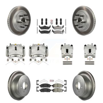 Front Rear Brake Caliper Coat Rotors Semi-Metallic Pad Kit (10Pc) For Ford F-150 Lincoln KCG-102766N