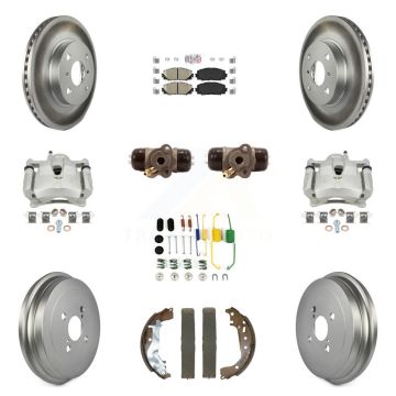 Front Rear Disc Brake Caliper Coated Rotor Drum Ceramic Pad Shoe Cylinder Kit (11Pc) For KCG-102769N