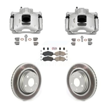 Front Disc Brake Caliper Coated Rotors And Ceramic Pads Kit For Jeep Wrangler KCG-102775N