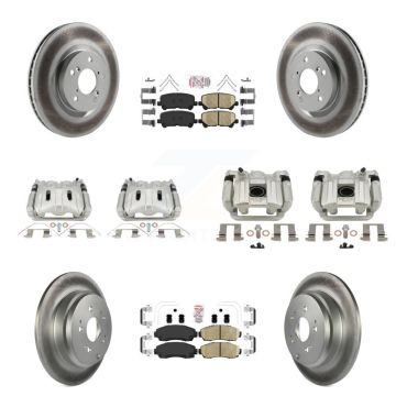 Front Rear Brake Caliper Coat Rotor & Ceramic Pad Kit (10Pc) For 2011-2014 Honda Odyssey KCG-102785N