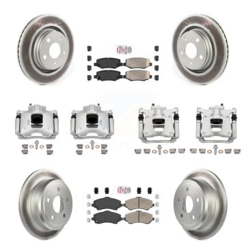 Front Rear Disc Brake Caliper Coated Rotors And Ceramic Pad Kit (10Pc) For Jeep Wrangler KCG-102805N