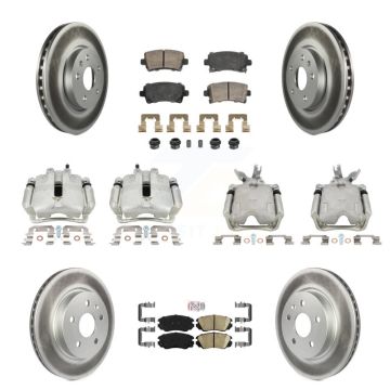 Front Rear Disc Brake Caliper Coat Rotor And Ceramic Pad Kit (10Pc) For Chevrolet Malibu KCG-102834N