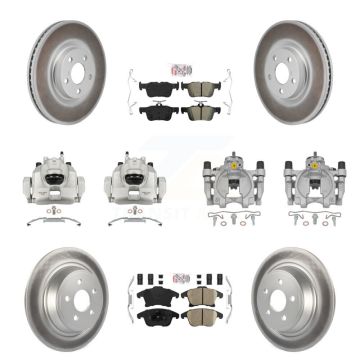 Front Rear Disc Brake Caliper Coat Rotors And Ameribrakes Pad Kit (10Pc) For Lincoln MKZ KCG-102876N
