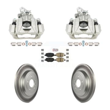 Rear Brake Caliper Coat Rotor & Ceramic Pad Kit For 2015 Ford Explorer Limited/Sport/XLT KCG-102886N