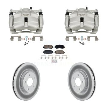 Front Disc Brake Caliper Coated Rotors And Ceramic Pads Kit For Nissan Rogue Select KCG-102890N