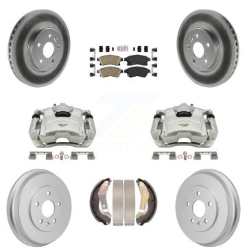 Front Rear Brake Caliper Coated Rotors Drum Ceramic Pad Kit (8Pc) For Chevrolet Sonic RS KCG-102898N