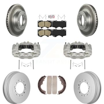 Front Rear Disc Brake Caliper Coated Rotors Drum Ceramic Pad Kit (8Pc) For Toyota Tacoma KCG-102901N