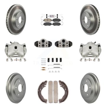 Front Rear Brake Caliper Coat Rotor Drum Ceramic Pad Shoe Cylinder Hardware Kit (11Pc) For KCG-10290