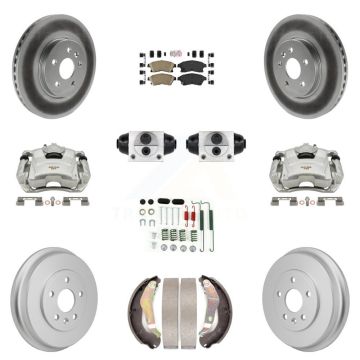Front Rear Brake Caliper Coat Rotor Drum Ceramic Pad Shoe Cylinder Hardware Kit (11Pc) For KCG-10291