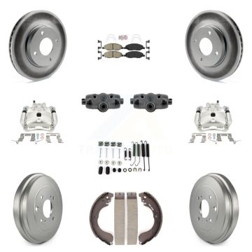 Front Rear Brake Caliper Coat Rotor Drum Ceramic Pad Shoe Cylinder Hardware Kit (11Pc) For KCG-10291
