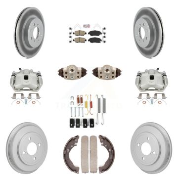 Front Rear Brake Caliper Coat Rotor Drum Ceramic Pad Shoe Cylinder Hardware Kit (11Pc) For KCG-10291
