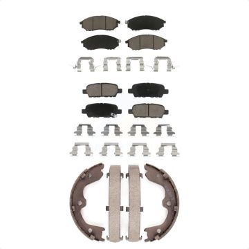 Front Rear Ceramic Brake Pads & Parking Shoes Kit For INFINITI G37 G35 EX35 QX50 M35 EX37 KCN-100003