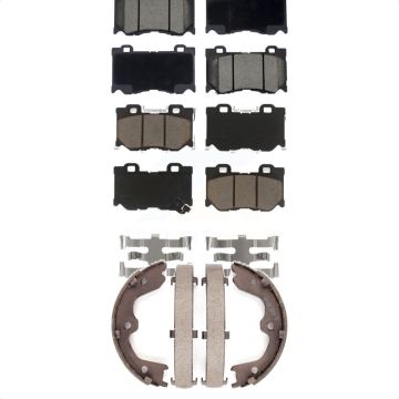 Front Rear Ceramic Brake Pads Parking Shoes Kit For 08-13 INFINITI G37 With Brembo Brakes KCN-100004