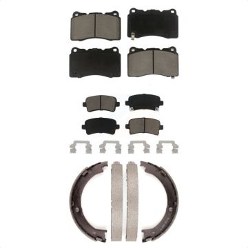 Front Rear Ceramic Brake Pads And Parking Shoes Kit For Cadillac XTS KCN-100019