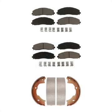 Front Rear Ceramic Brake Pads And Parking Shoes Kit For Ford F-450 Super Duty KCN-100021