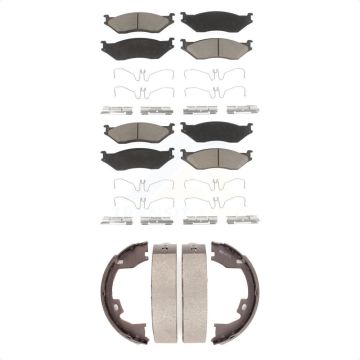 Front Rear Ceramic Brake Pads Parking Shoes Kit For Ford International TerraStar F-450 IC KCN-100023
