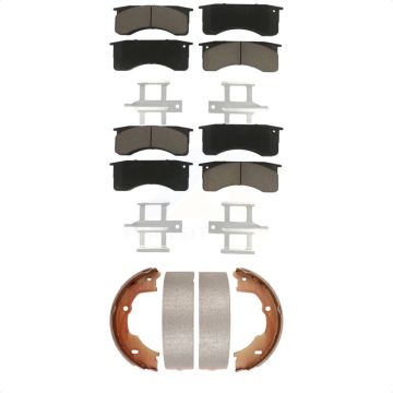 Front Rear Ceramic Brake Pads And Parking Shoe Kit For GMC Chevrolet C5500 Kodiak Topkick KCN-100024