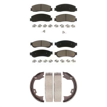 Front Rear Ceramic Brake Pads And Parking Shoes Kit For Ford F-350 Super Duty F-250 KCN-100027
