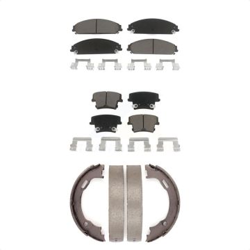 Front Rear Ceramic Brake Pads Parking Shoes Kit For Dodge Chrysler 300 Charger Challenger KCN-100032