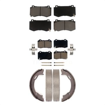 Front Rear Ceramic Brake Pads Parking Shoes Kit For Dodge Charger Chrysler 300 Challenger KCN-100033
