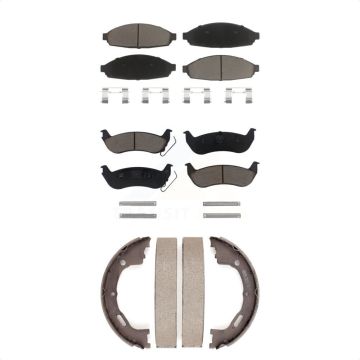 Front Rear Ceramic Brake Pads And Parking Shoes Kit For Mercury Grand Marquis Ford Crown KCN-100038