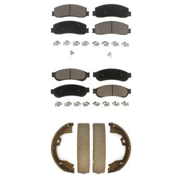 Front Rear Ceramic Brake Pads And Parking Shoes Kit For 2012 Ford F-350 Super Duty F-250 KCN-100039