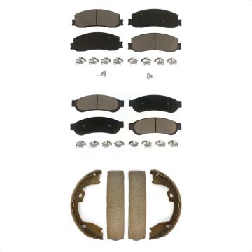 Front Rear Ceramic Brake Pads And Parking Shoes Kit For Ford F-250 Super Duty F-350 KCN-100040
