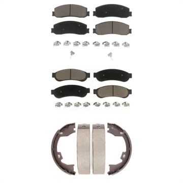 Front Rear Ceramic Brake Pads And Parking Shoes Kit For Ford F-350 Super Duty F-250 KCN-100041