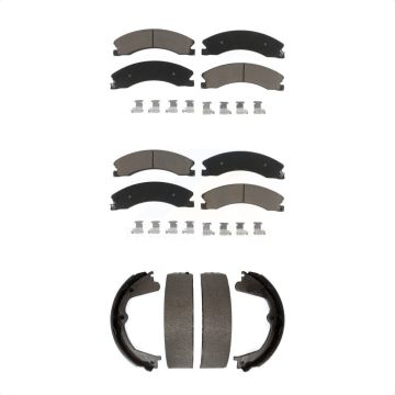 Front Rear Ceramic Brake Pads Parking Shoe Kit For Chevrolet GMC Silverado 2500 HD Sierra KCN-100046