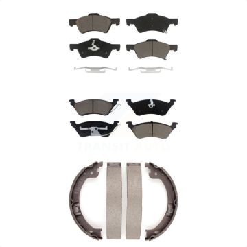 Front Rear Ceramic Brake Pads & Parking Shoes Kit For Dodge Grand Caravan Chrysler Town KCN-100051