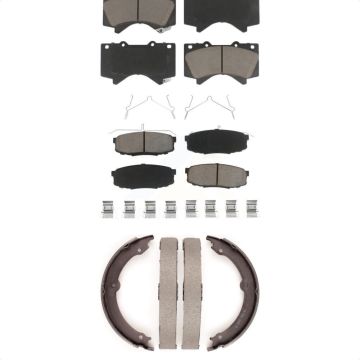 Front Rear Ceramic Brake Pads Parking Shoe Kit For Toyota Tundra Sequoia Lexus LX570 Land KCN-100052