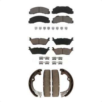 Front Rear Ceramic Brake Pads Parking Shoe Kit For Ford F-150 With Electric KCN-100054