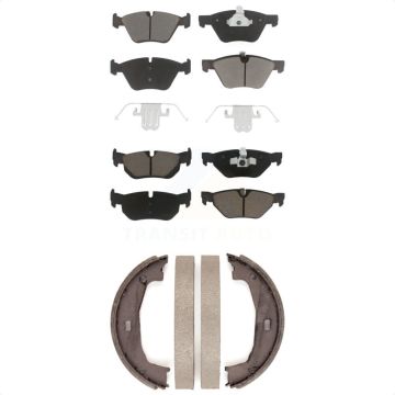 Front Rear Ceramic Brake Pads And Parking Shoes Kit For BMW 128i 328i 323i 325i KCN-100058