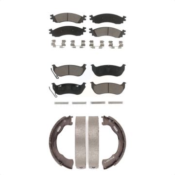 Front Rear Ceramic Brake Pads And Parking Shoes Kit For Ford Explorer Sport Trac Mercury KCN-100067