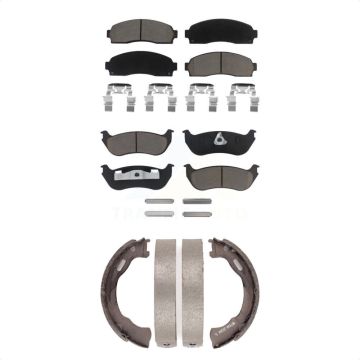 Front Rear Ceramic Brake Pads And Parking Shoes Kit For Ford Explorer Mercury Mountaineer KCN-100068