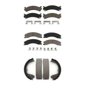 Front Rear Ceramic Brake Pads Parking Shoe Kit For Chevrolet Express 3500 GMC Savana 4500 KCN-100082