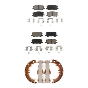 Front Rear Ceramic Brake Pads & Parking Shoes Kit For Lexus RX350 RX330 Toyota Highlander KCN-100088