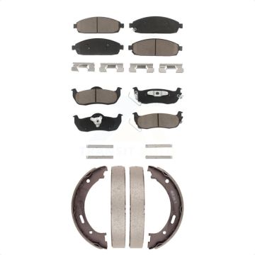 Front Rear Ceramic Brake Pads And Parking Shoes Kit For Jeep Grand Cherokee Commander KCN-100096