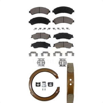 Front Rear Ceramic Brake Pads Parking Shoes Kit For Chevrolet GMC Blazer S10 Jimmy Sonoma KCN-100100