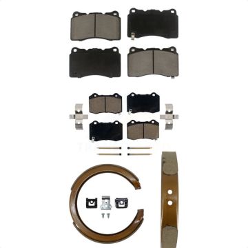 Front Rear Ceramic Brake Pads And Parking Shoes Kit For Cadillac CTS STS KCN-100103