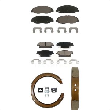 Front Rear Ceramic Brake Pads & Parking Shoe Kit For Cadillac STS With Performance Brakes KCN-100105
