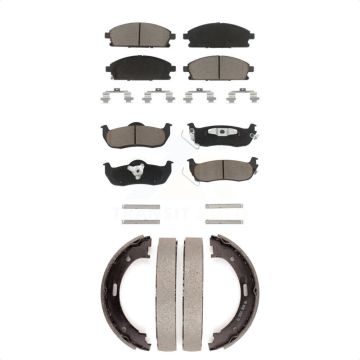 Front Rear Ceramic Brake Pads And Parking Shoes Kit For 2004 Nissan Pathfinder KCN-100110