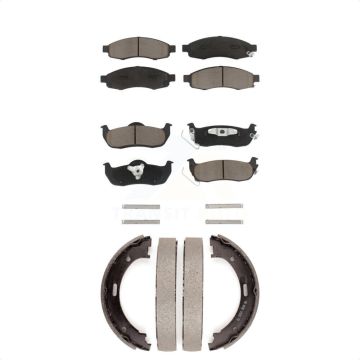 Front Rear Ceramic Brake Pads And Parking Shoes Kit For Nissan TITAN Armada INFINITI QX56 KCN-100111