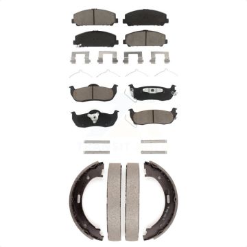 Front Rear Ceramic Brake Pads And Parking Shoes Kit For Nissan TITAN Armada KCN-100112