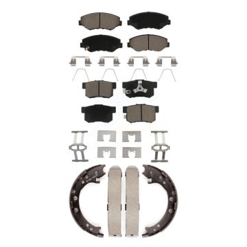 Front Rear Ceramic Brake Pads And Parking Shoes Kit For 2012-2016 Honda CR-V FWD KCN-100125