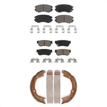Front Rear Ceramic Brake Pads & Parking Shoes Kit For Hyundai Elantra Tucson Kia Sportage KCN-100129